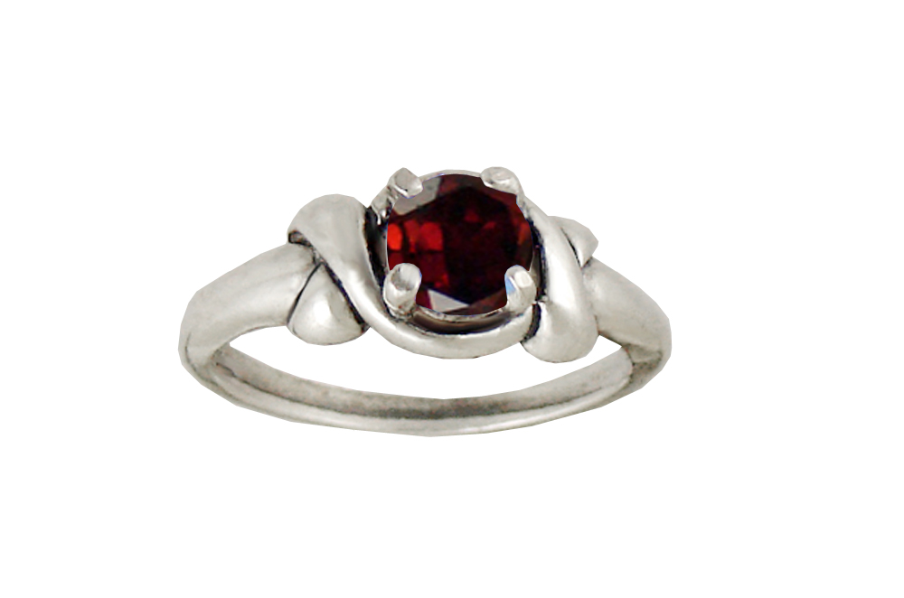 Sterling Silver Love Knot Ring With Faceted Garnet Size 8 Sterling Silver Love Knot Ring With Faceted Garnet Size 8